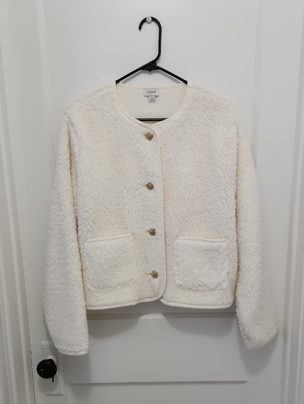 J. Crew Women's Ivory Sherpa Jacket Size Large